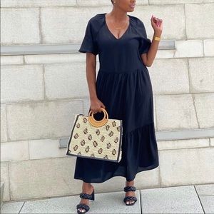 H&M Black Quilted braided open toe heel sandals